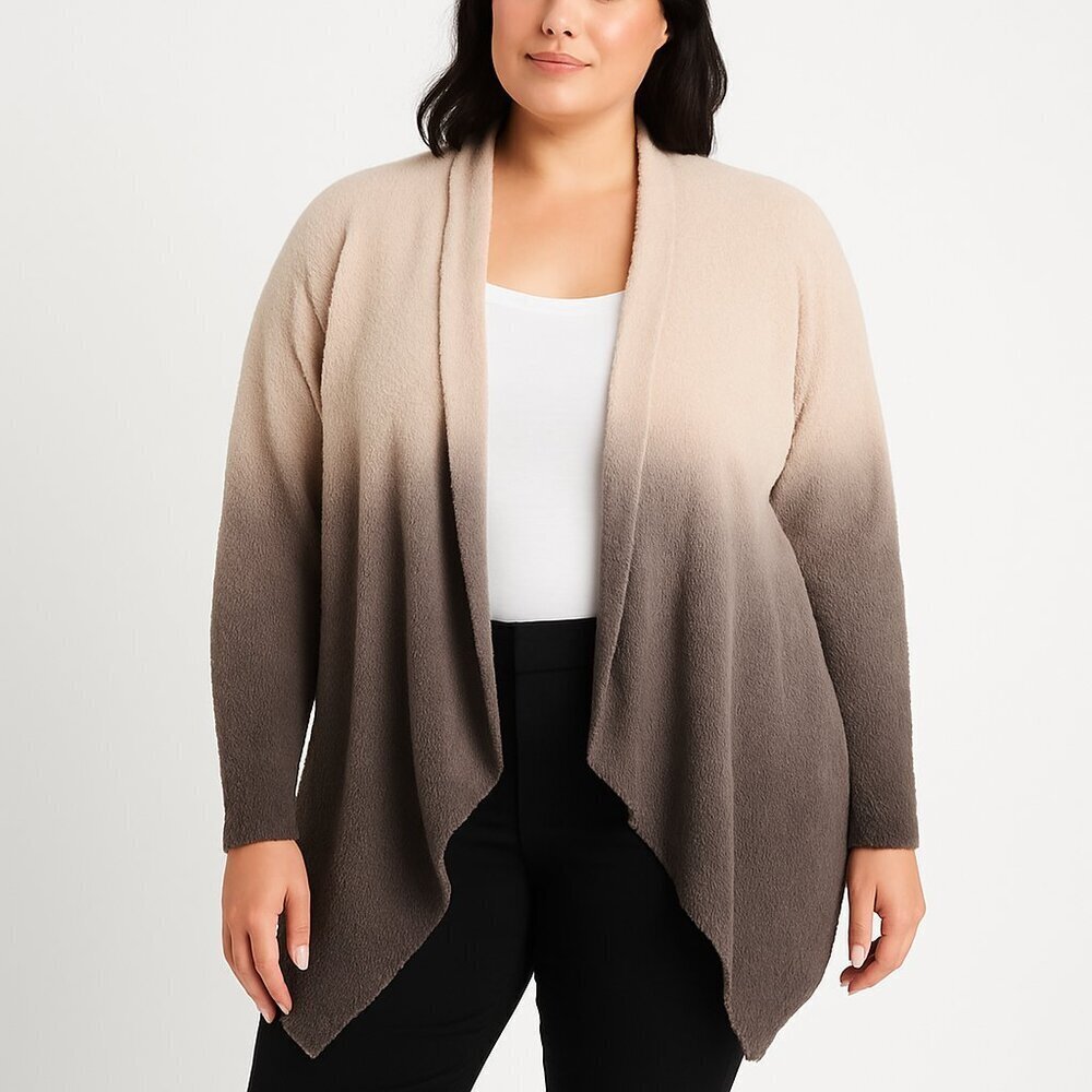 Barefoot Dreams bamboo cardigan open front ombre knit 1X